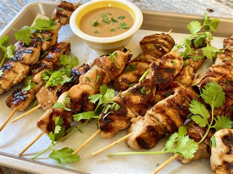 Thai Peanut Chicken Skewers