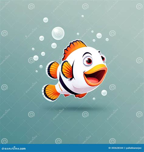 Cute Clown Fish Vector Illustration Cute Cartoon Clown Fish Stock