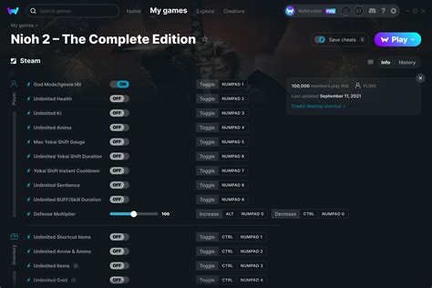 Nioh 2 The Complete Edition Cheats Trainers For PC WeMod