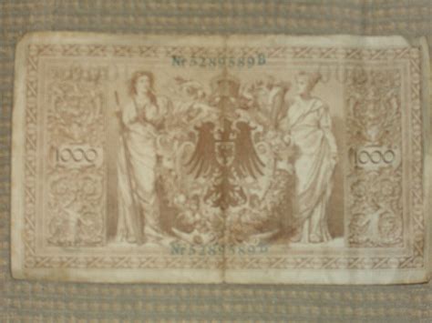 1000 Mark Reichsbanknote Berlin 21 April 1910 grün gestempelt