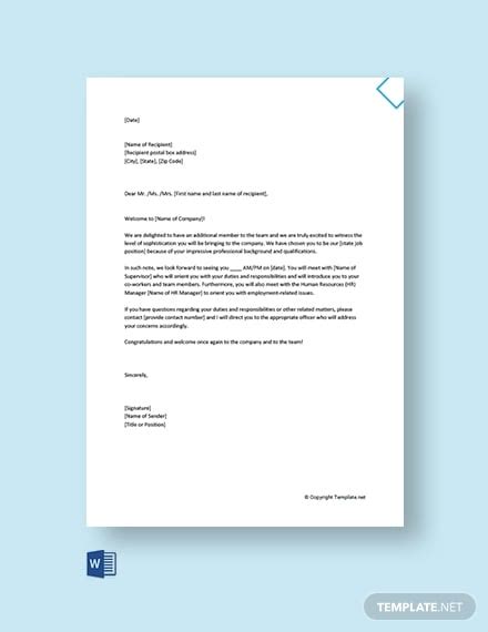 Onboarding Welcome Letter