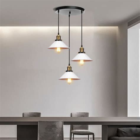 UNI Pendentif 3 Têtes Lustre Suspension Industrielle Fer Abat jour en