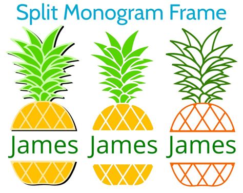 Pineapple SVG Pineapple Monogram Frame (Round, Heart and Split Frames ...