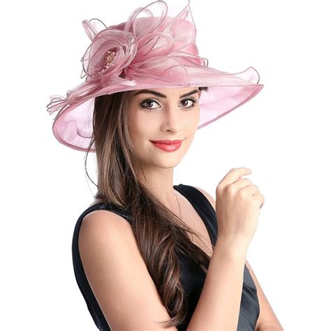 Womens Wide Brim Floral Organza Kentucky Derby Hat Tea Party Church