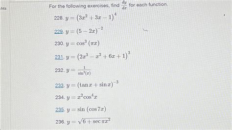 Solved For The Following Exercises Find Dydx ﻿for Each