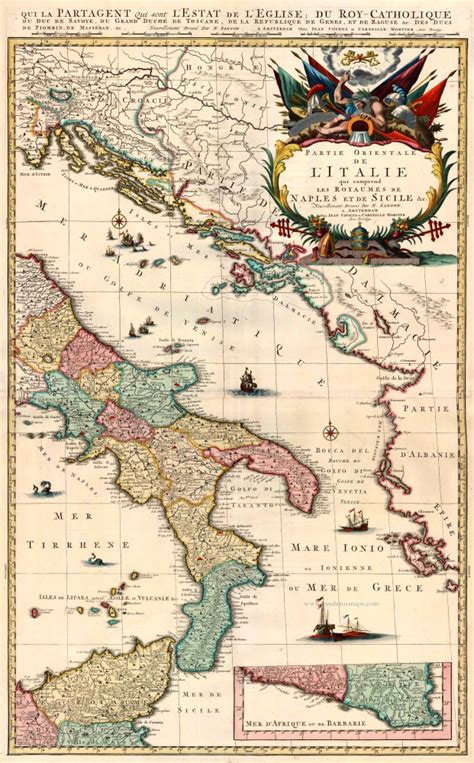 Antique Map Of Southern Italy By N Sanson Covens Mortier