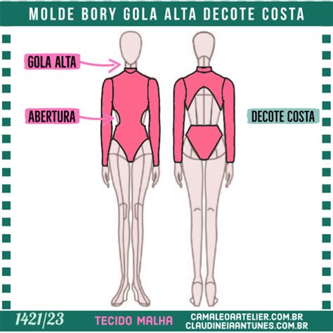 Molde Bory Gola Alta Decote Costa 1421 23 CAMALEOA ATELIER DE COSTURA