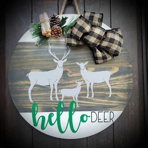 Door Hanger Hello Deer Etsy