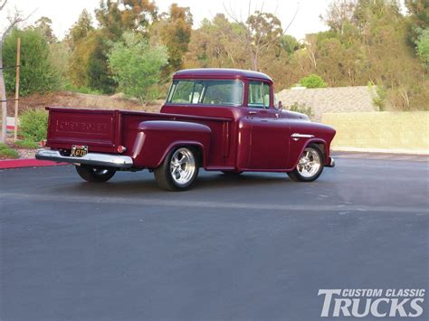 720p Stepside Rod Hot Hotrod 1955 Usa Chevrolet Streetrod Pickup Street Hd Wallpaper