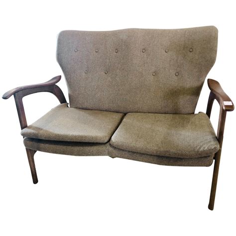 Mid-Century Modern Settee Sofa or Loveseat at 1stDibs