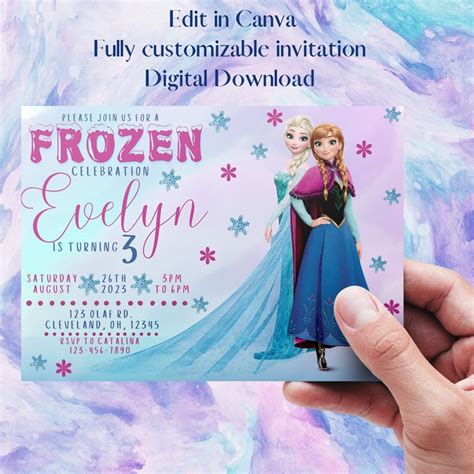 Elsa And Anna Birthday Invitation Editable Frozen Invitation Etsy