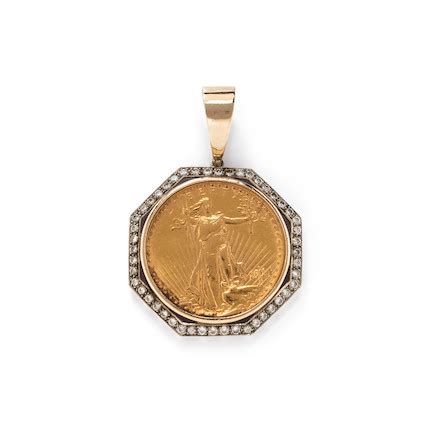 Bonhams Skinner : A TWENTY DOLLAR GOLD COIN PENDANT