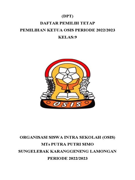 Cover Dpt Pemilihan Ketua Osis Periode 2022 2023 Pdf