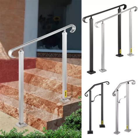 Vevor Stair Railing Handrail Kit Fits 1 To 3 Steps Alloy Metal Blacksilver Eur 7175 Picclick De