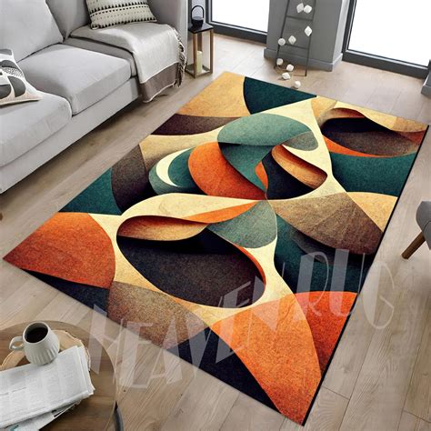 colorful abstract rug modern art living room decor etsy