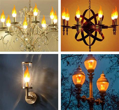 Flame Effect Chandelier LED Fire Candle Light Bulb Flaming Flicker E12 ...