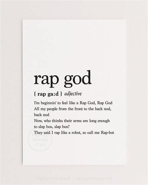 Rap God Lyrics Poster Hip Hop Wall Art For Office Hiphop Printable Rap God Rapper Quotes