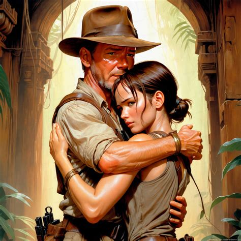 Indiana Jones hugging Lara Croft by Victoranapoli on DeviantArt