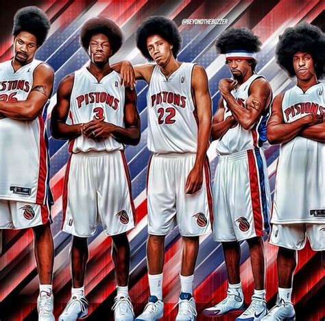 The Detroit Pistons Basketball Team In Their Uniforms