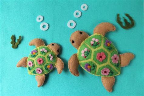 Decorated Felt Sea Turtles Etsy In 2024 Turtle Ornament Turtle