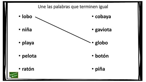 El siguiente ejercicio de conciencia fonológica consiste en unir las