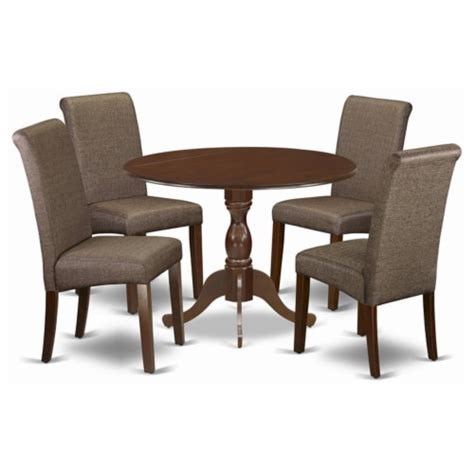 East West Furniture Dublin Piece Wood Dining Set In Mahogany Brown