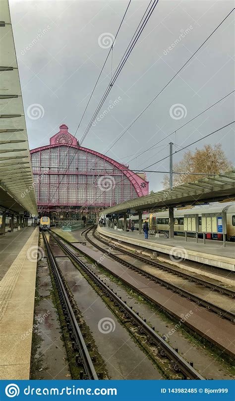 Antwerp Belgium Anno The Train Is Waiting At The Platform For