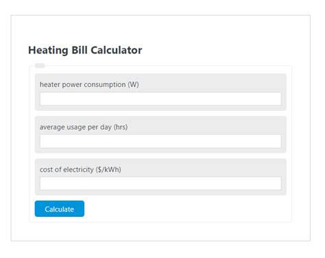 Heating Bill Calculator Calculator Academy