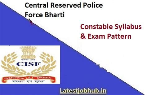 CRPF Constable Syllabus 2023 Tradesman Exam Pattern