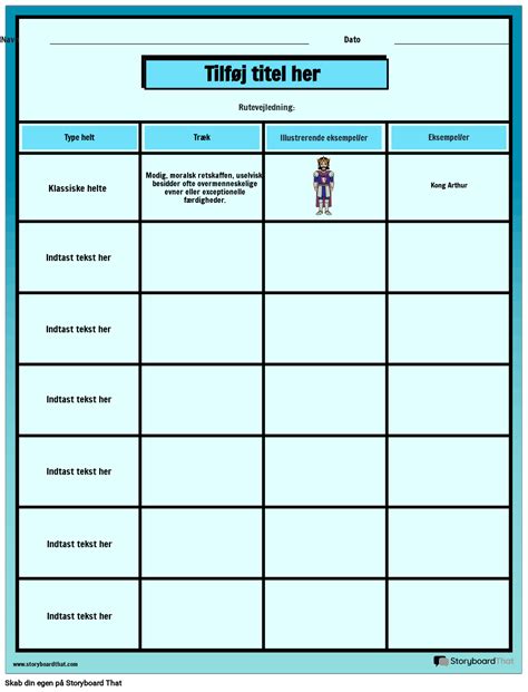 Arbejdsark Til Heltetr K Storyboard Par Da Examples