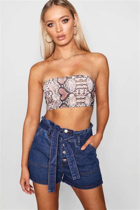 Boohoo Paperbag Waist Denim Mom Shorts