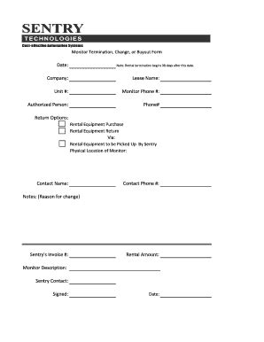 Fillable Online Monitor Termination Change Or Buyout Form Fax Email