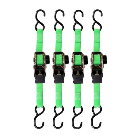 Smartstraps Ft X In Green Retractable Ratchet Tie Down Straps