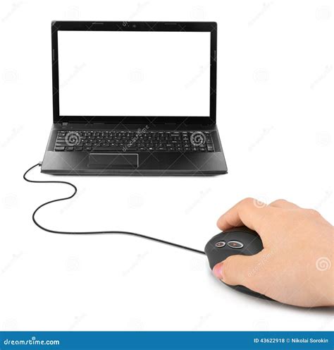 Hand With Computer Mouse And Notebook Stock Photo Image Of Isolated