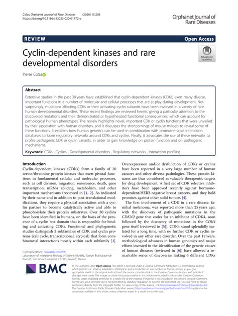 PDF Cyclin Dependent Kinases And Rare Developmental Disorders