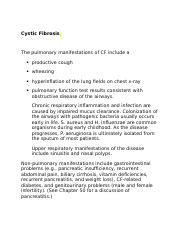 Cystic Fibrosis Docx Cystic Fibrosis The Pulmonary Manifestations Of