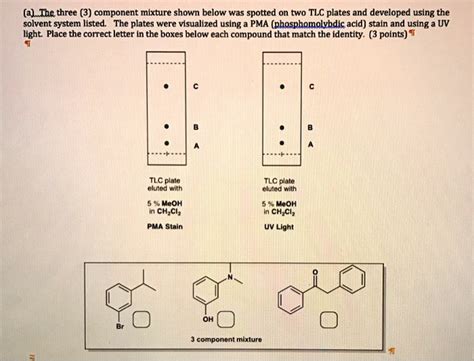 SOLVED The Three 3 Component Mixture Shown Below Was Spotted On Two