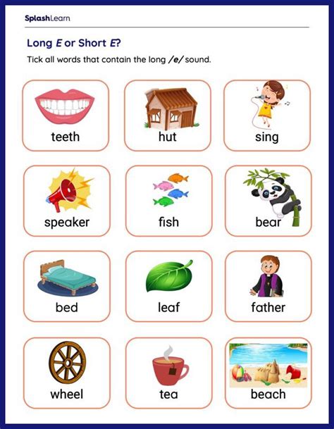 Long Vowel Sounds Worksheets For 1st Graders Online Splashlearn