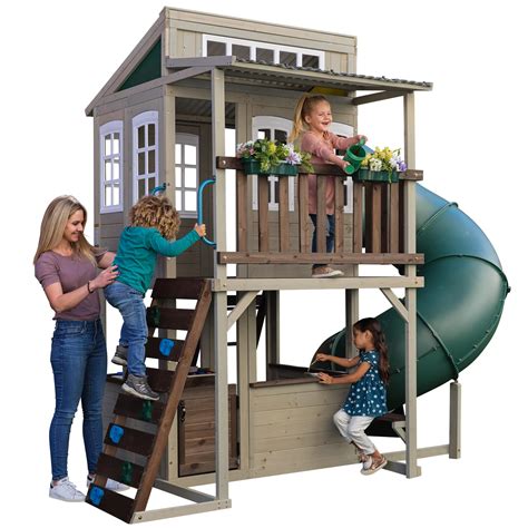 KidKraft Casita de madera para niños Cozy Escape casa de dos pisos