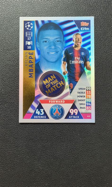 Kylian Mbappe Topps 2018 2019 Man Of The Match Hobbies Toys