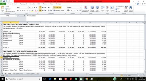 Company Capitalization Table Template Efinancialmodels