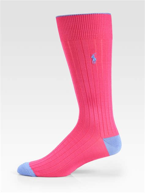 Polo Ralph Lauren Mercerized Dress Socks In Pink For Men Lyst