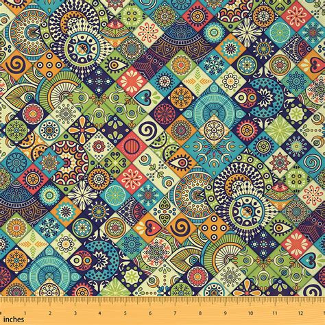 Yst Bohemian Fabric By The Yard Mandala Paisley Upholstery Fabric