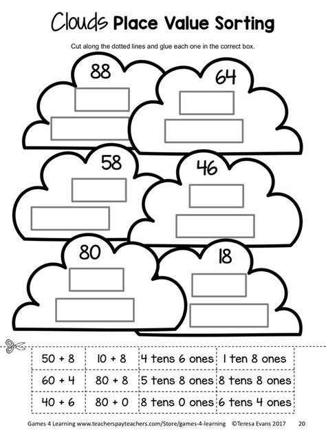 Place Value Worksheets Cut And Paste Tens And Ones Base 10 Blocks