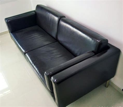 Ikea Leather Sofa, 3 seater, Furniture & Home Living, Furniture, Sofas ...