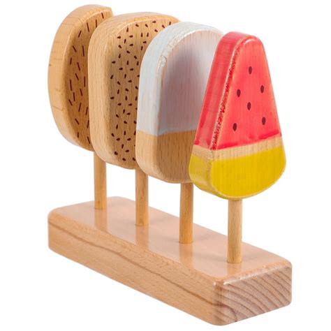 1 Set Wooden Popsicle Ice Cream Wooden Ice Lolly Toy Kids Wooden Ice