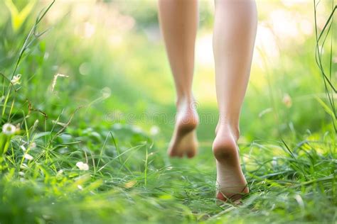 Legs and Feet of Barefoot Woman Running through Grass Stock Image - Image of copy, health: 312455371