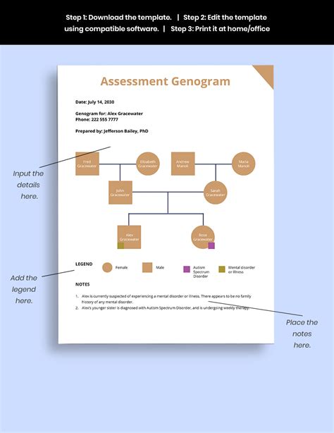 Blank Assessment Genogram Template In Word Indesign Google Docs