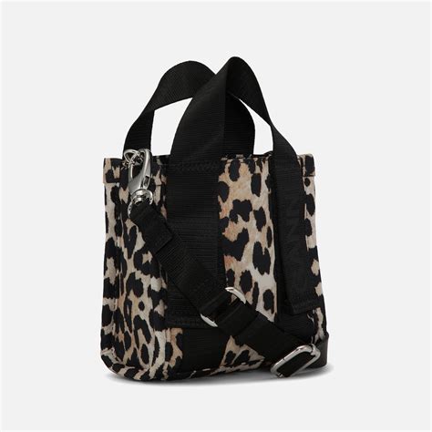 Ganni Tech Leopard Print Recycled Shell Mini Tote Bag