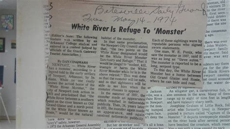 WHITE RIVER MONSTER : LEGENDS AND LORE ~ ARKANSAS - White River Monster